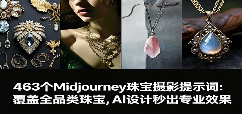 463个Midjourney珠宝摄影提示词：覆盖全品类珠宝，AI设计秒出专业效果-weichuangqy