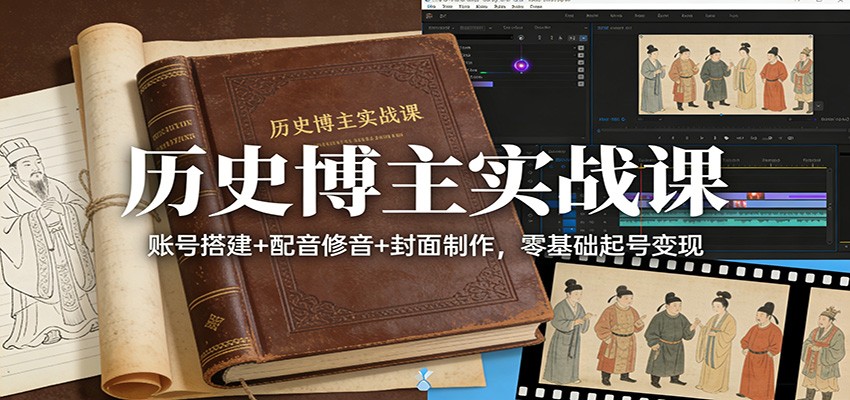 历史博主实战课：账号搭建+配音修音+封面制作，零基础起号变现-weichuangqy