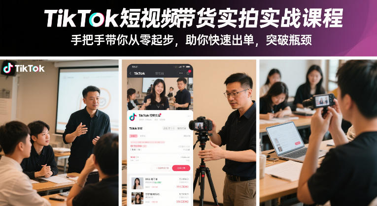 TikTok短视频带货实拍实战课程，手把手带你从零起步，助你快速出单，突破瓶颈-weichuangqy