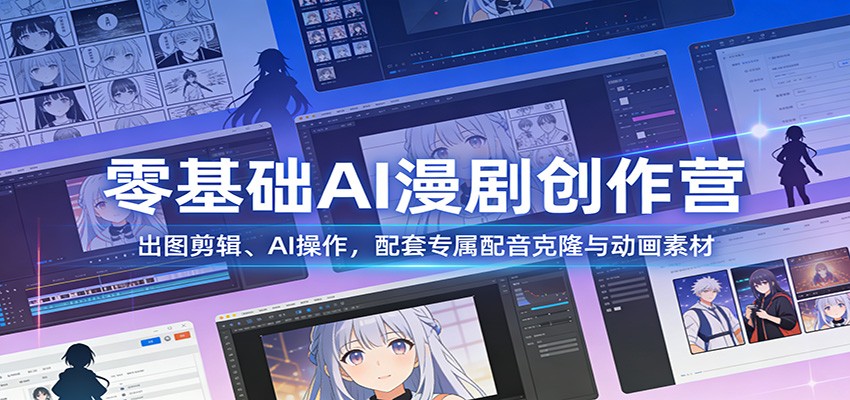 零基础AI漫剧创作营：出图剪辑、AI操作，配套专属配音克隆与动画素材-weichuangqy