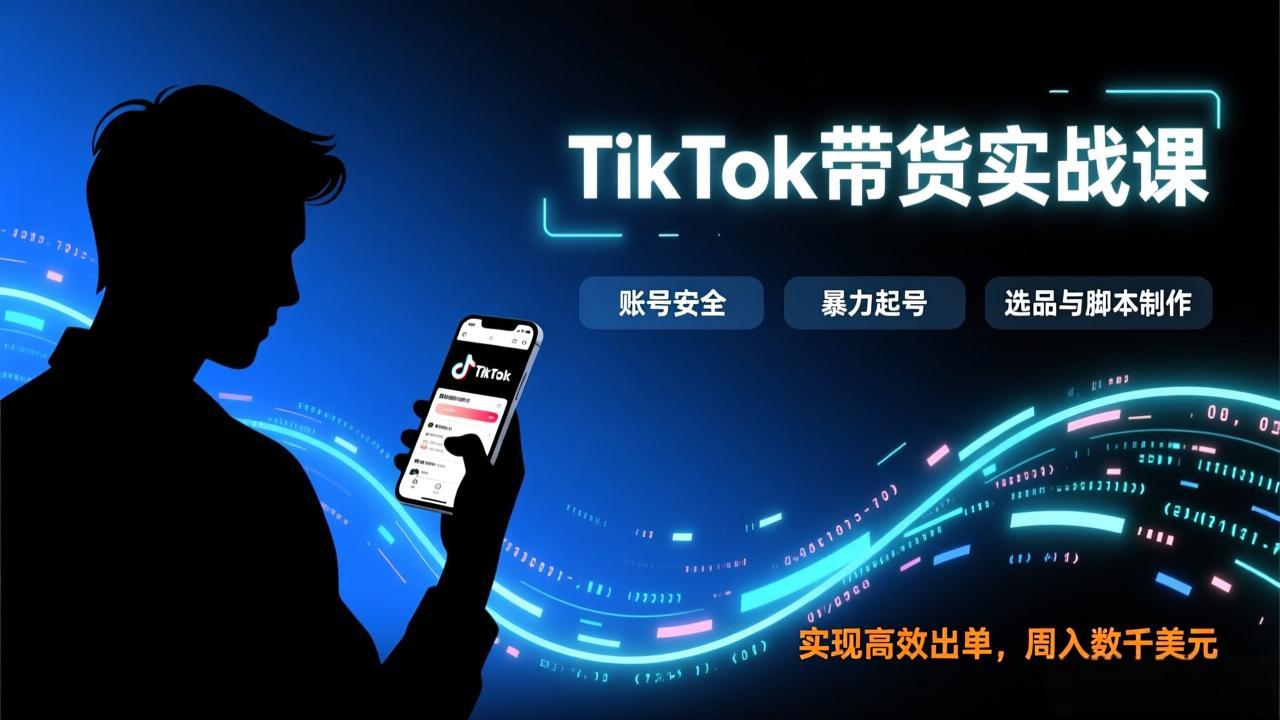 TikTok带货实战课，涵盖账号安全、暴力起号、选品与脚本制作，实现高效出单，周入数千美元-weichuangqy