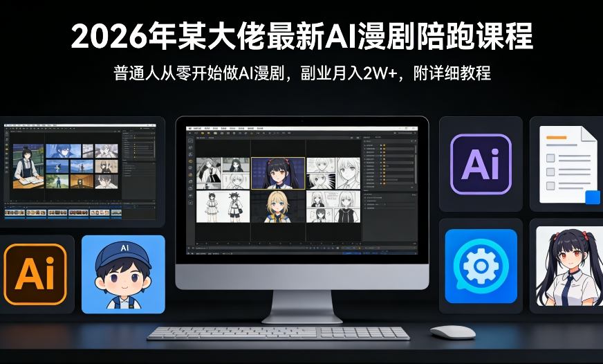 26年某大佬最新Ai漫剧陪跑课程，普通人从零开始做AI漫剧，副业月入2W+-weichuangqy