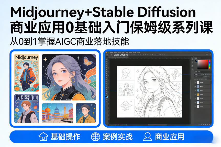 AIGC商业应用Midjourney+Stable Diffusion教程，0基础入门保姆级系列课-weichuangqy