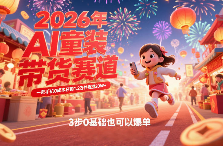 AI童装新春带货赛道，一部手机0成本狂销1.2万件喜提20W+，3步0基础也可以爆单-weichuangqy