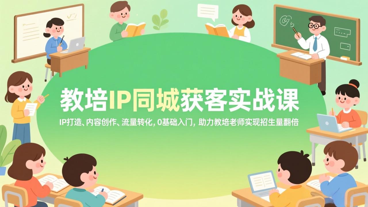 教培IP同城获客实战课，IP打造、内容创作、流量转化，0基础入门，助力教培老师实现招生量翻倍-weichuangqy