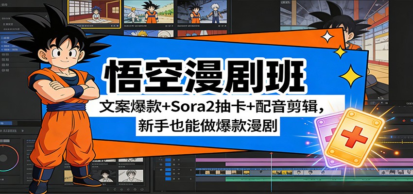 悟空漫剧班：文案爆款+Sora2抽卡+配音剪辑，新手也能做爆款漫剧-weichuangqy