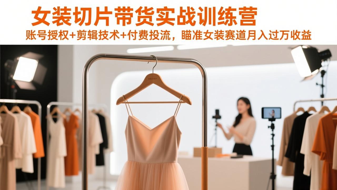 女装切片带货实战训练营，账号授权+剪辑技术+付费投流，瞄准女装赛道月入过万收益-weichuangqy