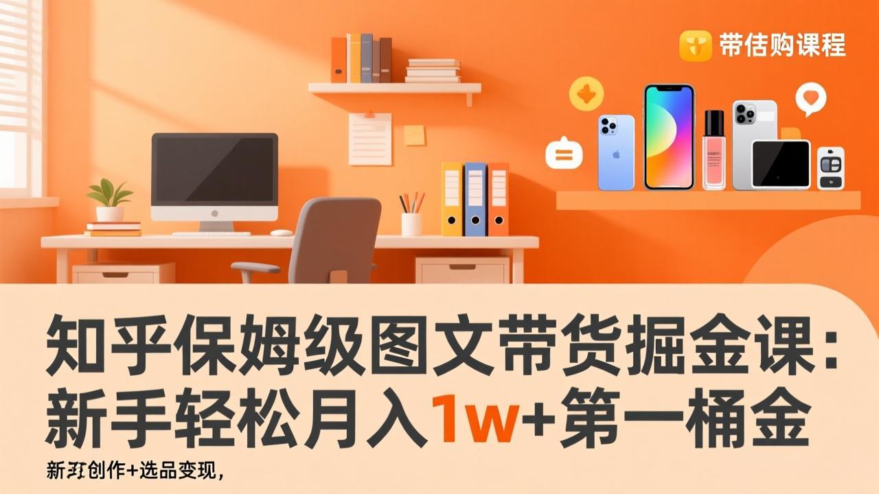 知乎保姆级图文带货掘金课：账号打造+爆文创作+选品变现，新手轻松月入1w+第一桶金-weichuangqy