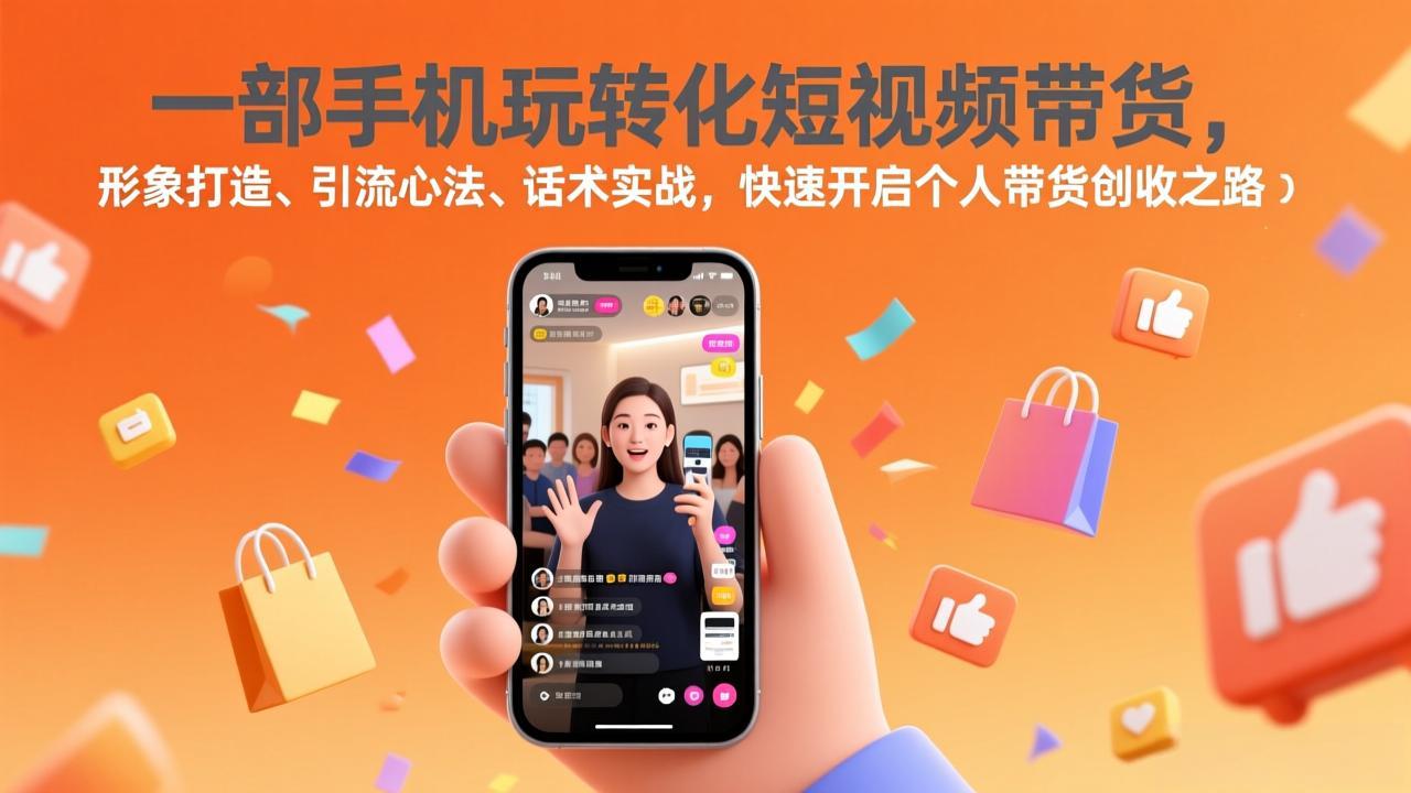 一部手机玩转化短视频带货，形象打造、引流心法、话术实战，快速开启个人带货创收之路-weichuangqy