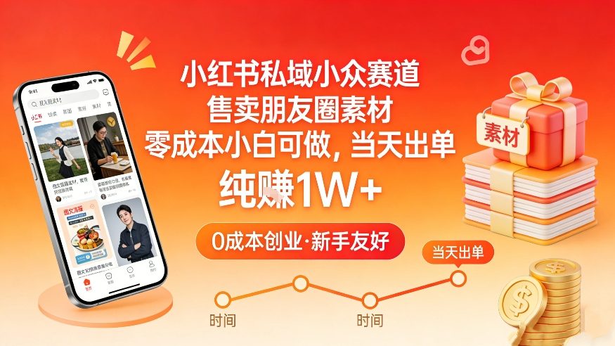 小红书私域小众赛道，售卖朋友圈素材，零成本小白可做，当天出单，月入1W+-weichuangqy