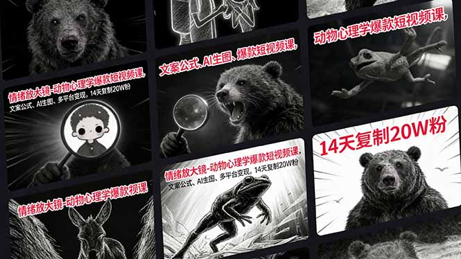 情绪放大镜-动物心理学爆款短视频课，文案公式、AI生图、多平台变现，14天复制20W粉-weichuangqy