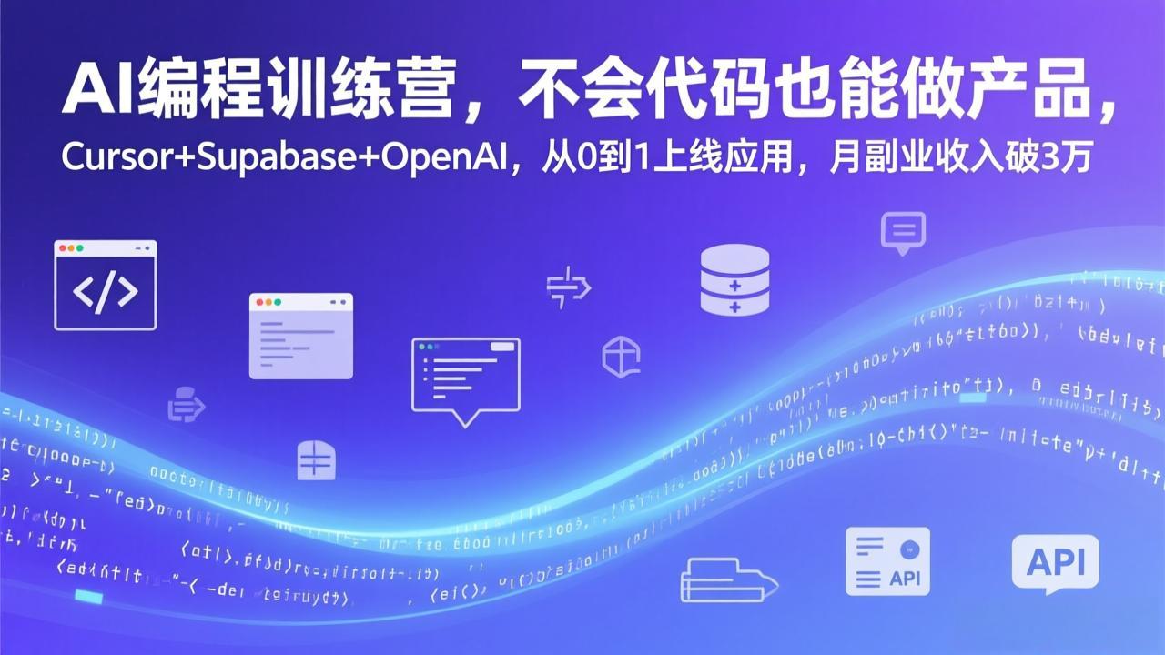 AI编程训练营，不会代码也能做产品，Cursor+Supabase+OpenAI，从0到1上线应用，月副业收入破3万-weichuangqy