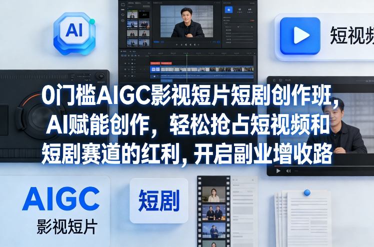 0门槛AIGC影视短片短剧创作班，AI赋能创作，轻松抢占短视频和短剧赛道的红利，开启副业增收路-weichuangqy