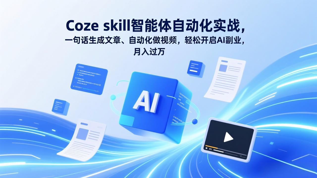 Coze skill智能体自动化实战，一句话生成文章、自动化做视频，轻松开启AI副业，月入过万-weichuangqy