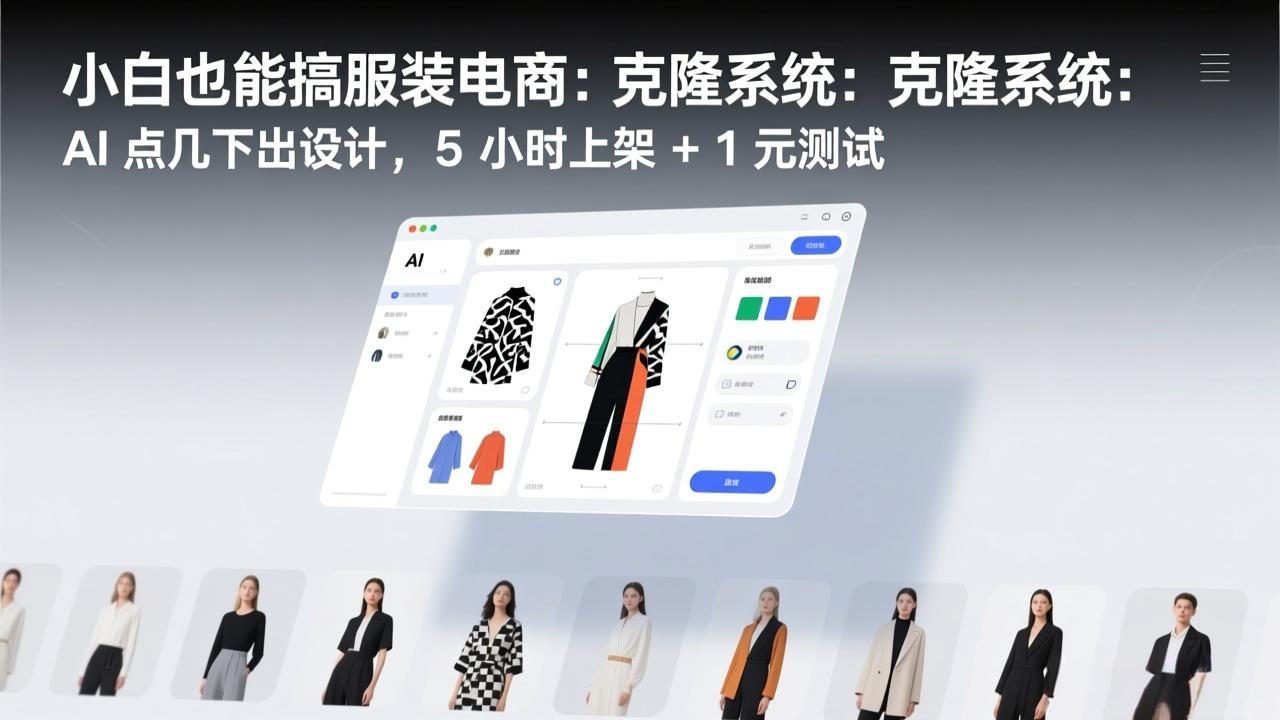 小白也能搞服装电商：克隆系统：AI 点几下出设计，5 小时上架 + 1 元测试-weichuangqy