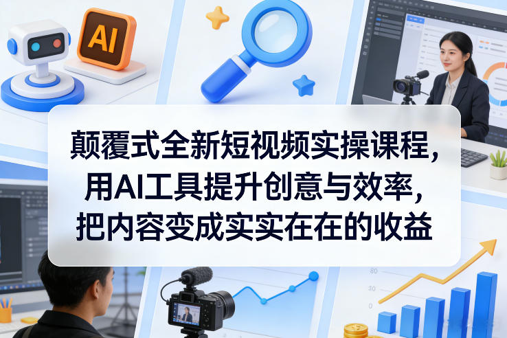 颠覆式全新短视频实操课程，用AI工具提升创意与效率，把内容变成实实在在的收益-weichuangqy