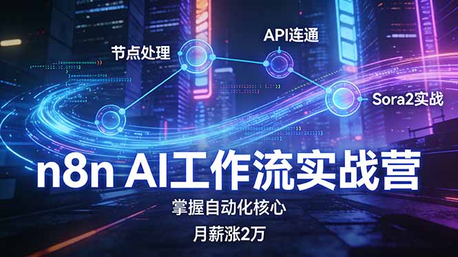 n8n AI工作流实战营，节点处理+API连通+Sora2实战，掌握自动化核心月薪涨2万-weichuangqy