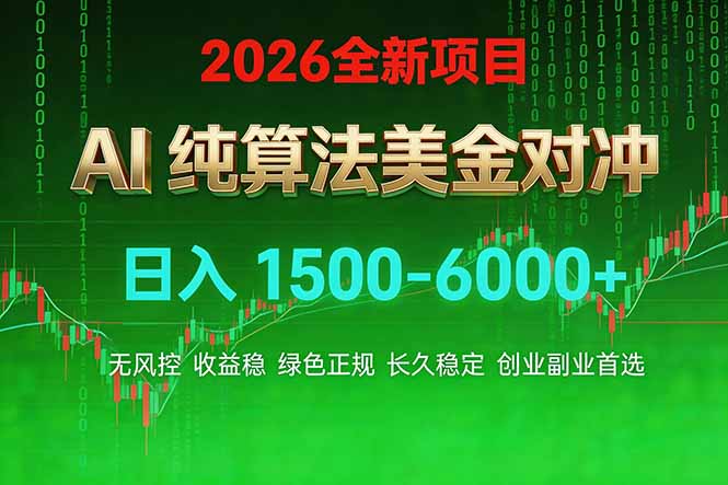 2026 全新美金对冲项目，不套平台赠金，不封号，纯算法对冲，日入 1500-6000+-weichuangqy
