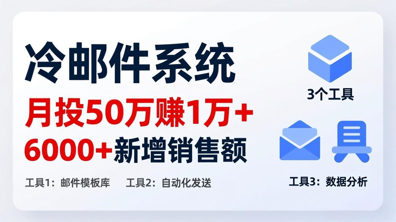 月投 50 刀赚 1 万 +！冷邮件系统：6000 + 新增销售额，靠 3 个工具轻松搞-weichuangqy