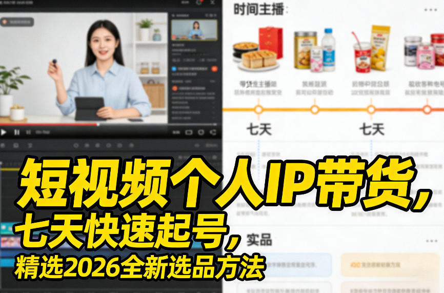 短视频个人IP带货，七天快速起号，精选2026全新选品方法-weichuangqy