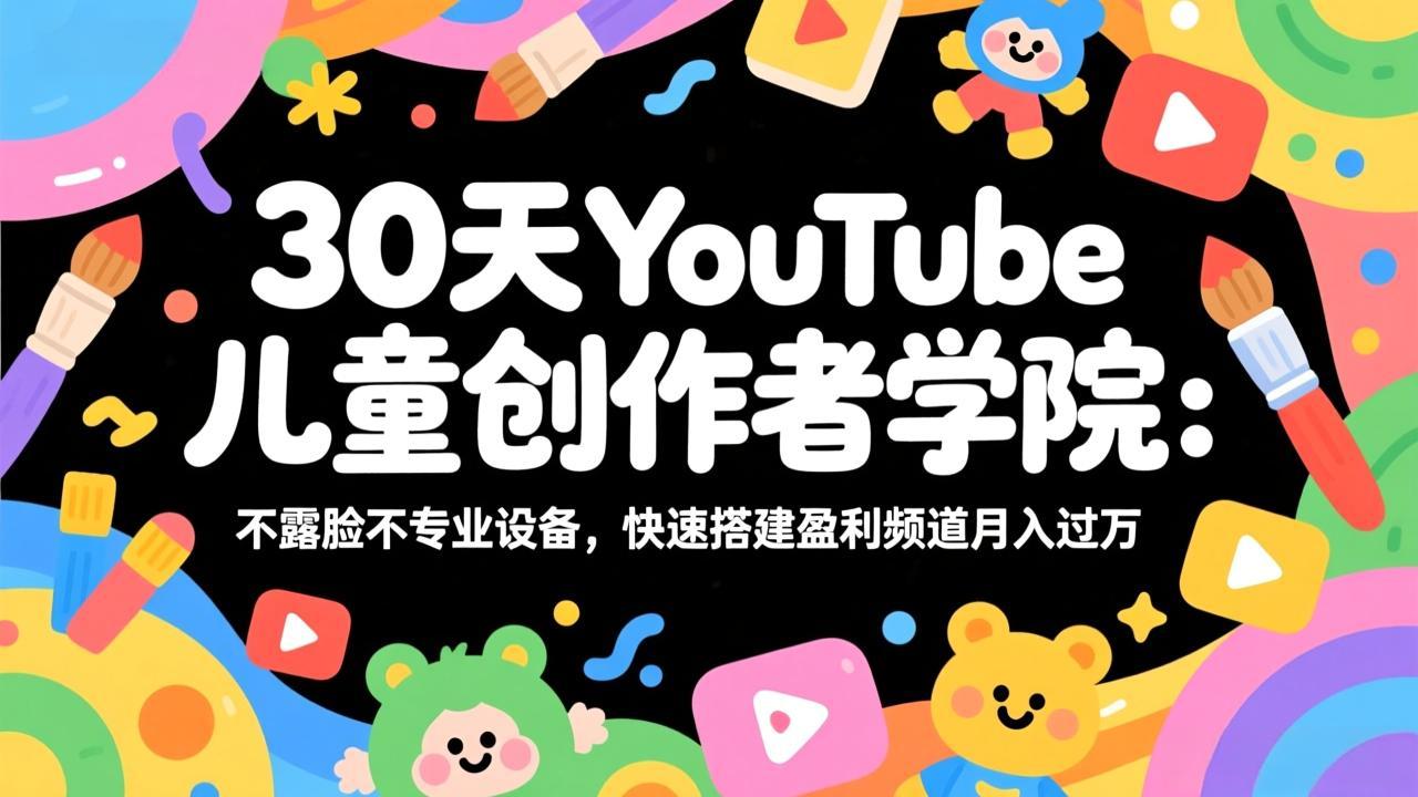 30天YouTube儿童创作者学院：不露脸不专业设备，快速搭建盈利频道月入过万-weichuangqy
