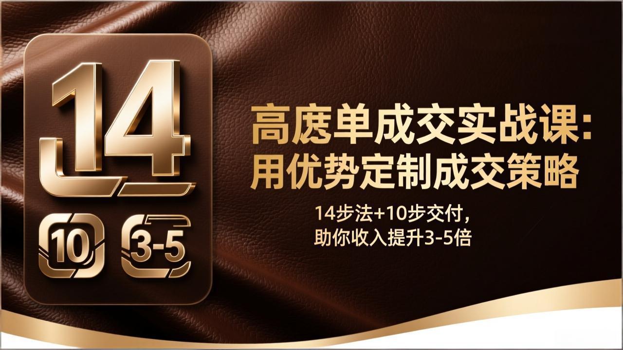 高客单成交实战课：用优势定制成交策略，14步法+10步交付，助你收入提升3-5倍-weichuangqy