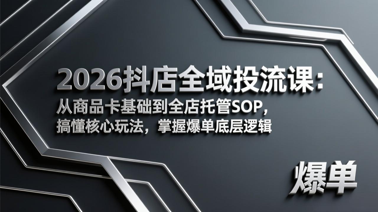 2026抖店全域投流课：从商品卡基础到全店托管SOP，搞懂核心玩法，掌握爆单底层逻辑-weichuangqy