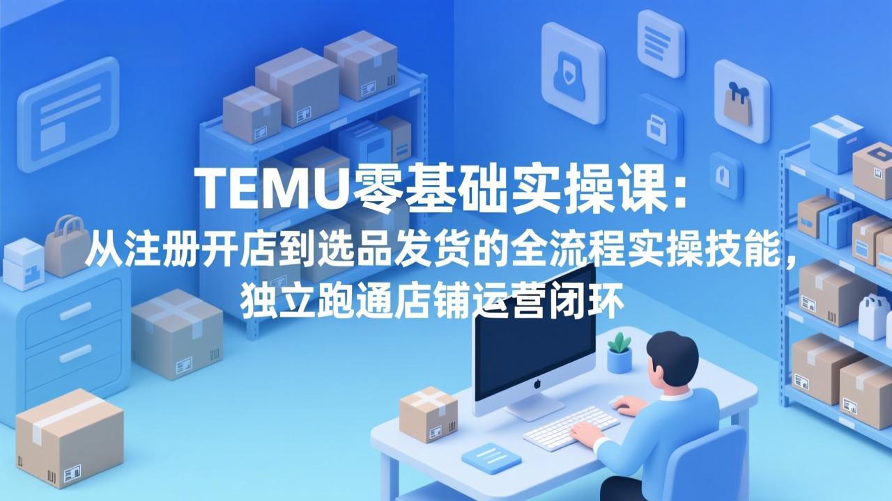 TEMU零基础实操课：从注册开店到选品发货的全流程实操技能，独立跑通店铺运营闭环-weichuangqy