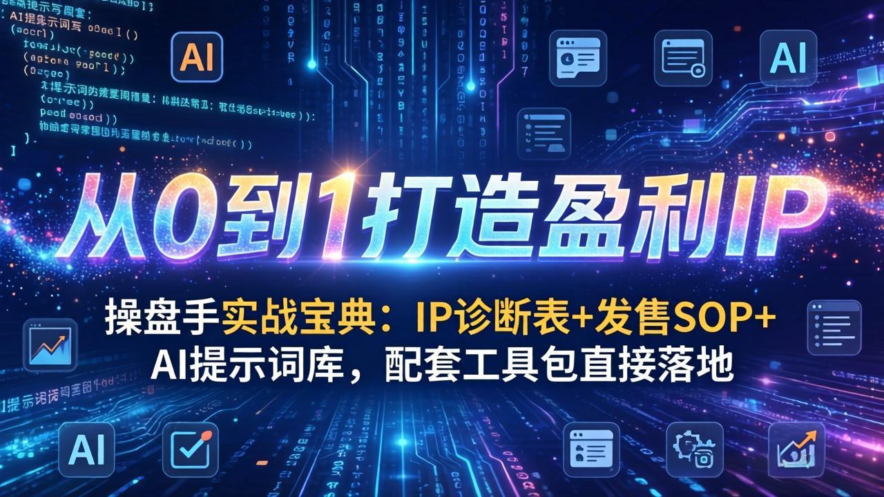 操盘手实战宝典：IP诊断表+发售SOP+AI提示词库，配套工具包直接落地，从0到1打造盈利IP-weichuangqy