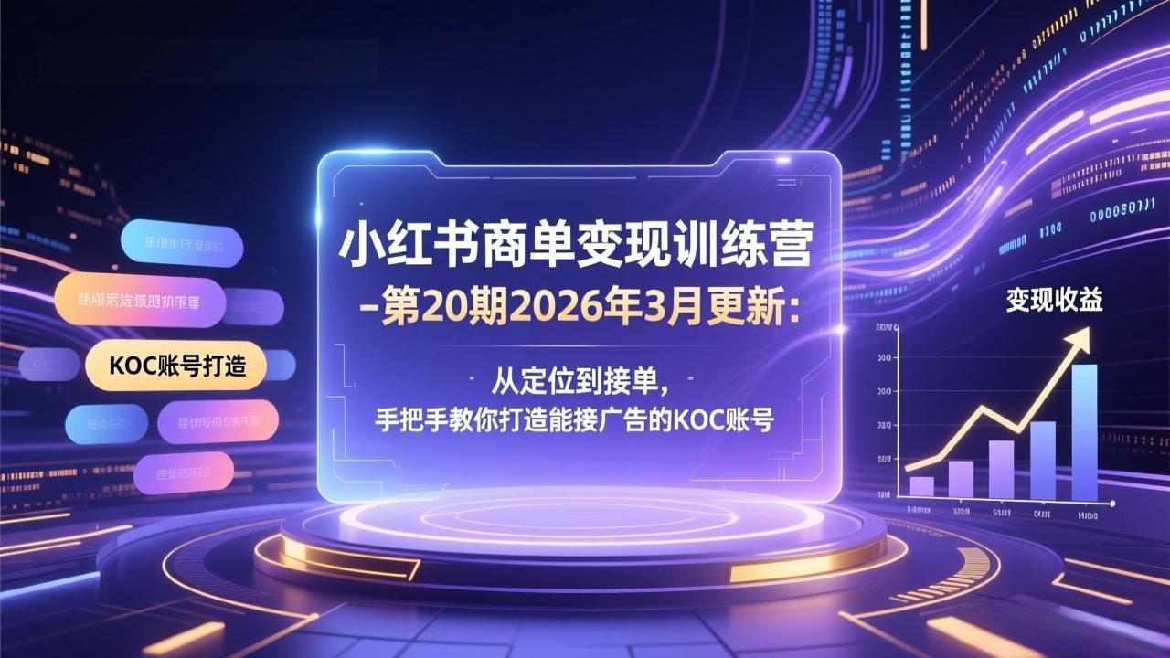 小红书商单变现训练营-第20期26年3月更新：从定位到接单，手把手教你打造能接广告的KOC账号-weichuangqy