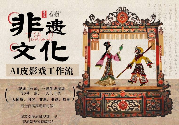 AI一键生成民俗文化非遗皮影戏视频，一刀不剪无需剪辑，30S一条，一天上百条，流量财富嘎嘎猛-weichuangqy