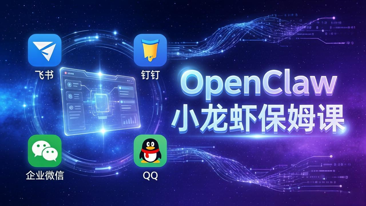 OpenClaw小龙虾保姆课： Windows/macOS/Linux/Docker全系统安装，飞书+钉钉+企业微信+QQ 全接入-weichuangqy