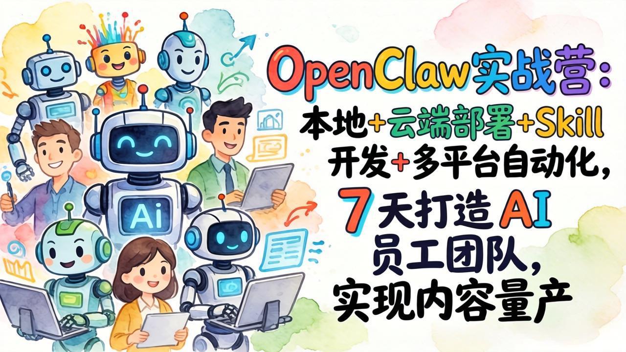 OpenClaw实战营：本地+云端部署+Skill开发+多平台自动化，7 天打造 AI 员工团队，实现内容量产-weichuangqy
