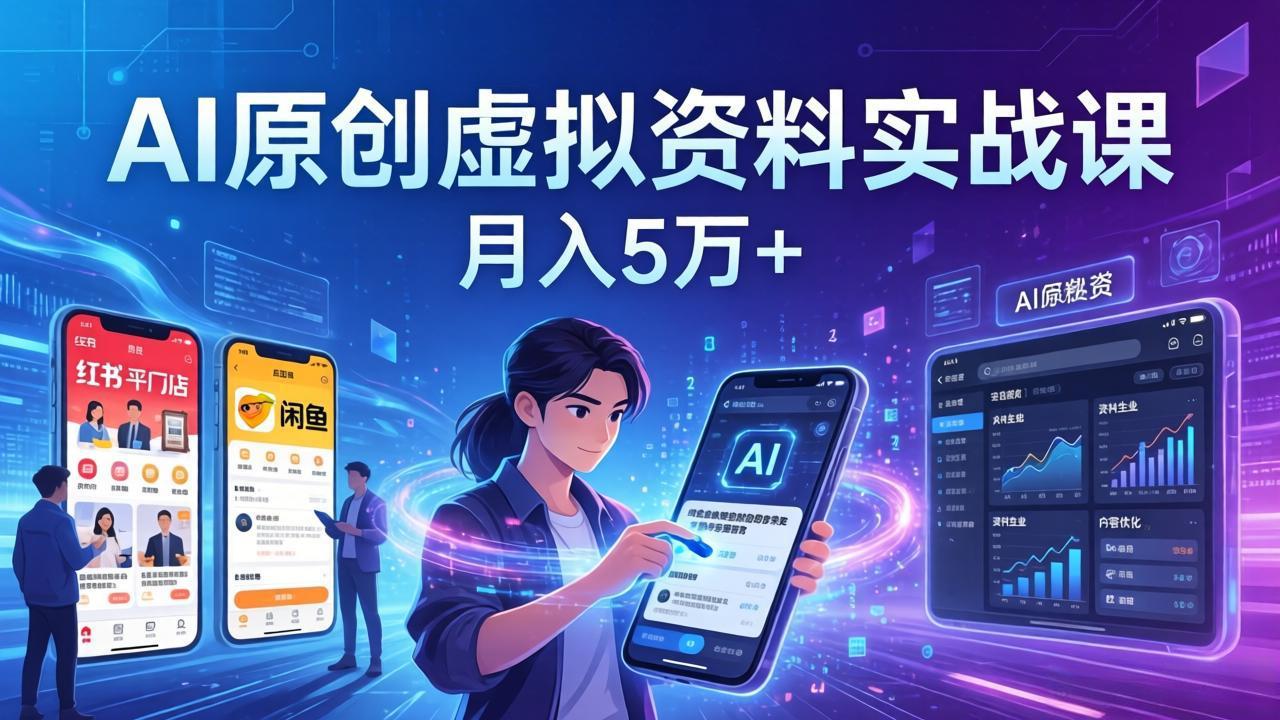 AI原创虚拟资料实战课：2026新机会，小红书闲鱼开店，普通人用AI轻松变现，月入5万+-weichuangqy
