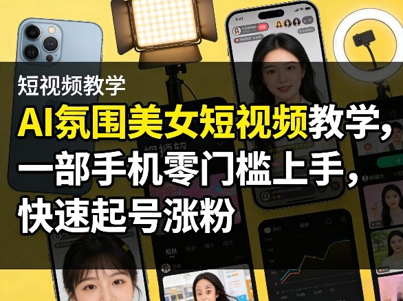 AI氛围美女短视频教学，一部手机零门槛上手，快速起号涨粉-weichuangqy