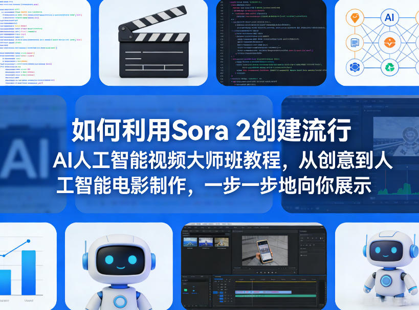 如何利用Sora 2创建流行AI人工智能视频大师班教程，从创意到人工智能电影制作，一步一步地向你展示-weichuangqy