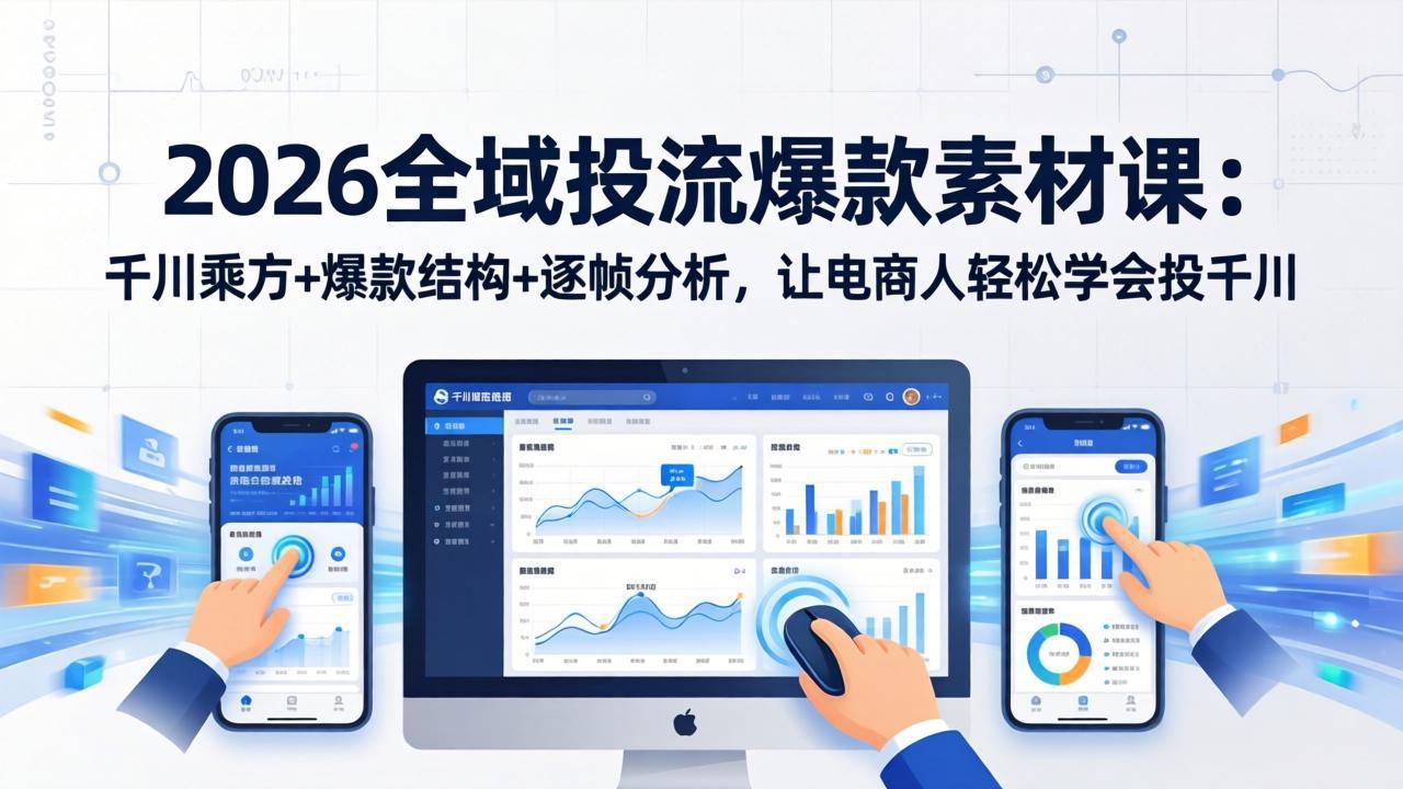 2026全域投流爆款素材课：千川乘方+爆款结构+逐帧分析，让电商人轻松学会投千川-weichuangqy
