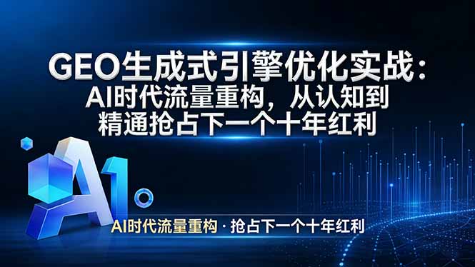 GEO 生成式引擎优化实战：AI时代流量重构，从认知到精通抢占下一个十年红利-weichuangqy