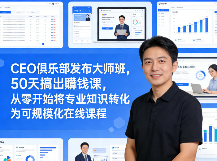 CEO俱乐部发布大师班，50天搞出賺钱课，从零开始将专业知识转化为可规模化在线课程-weichuangqy