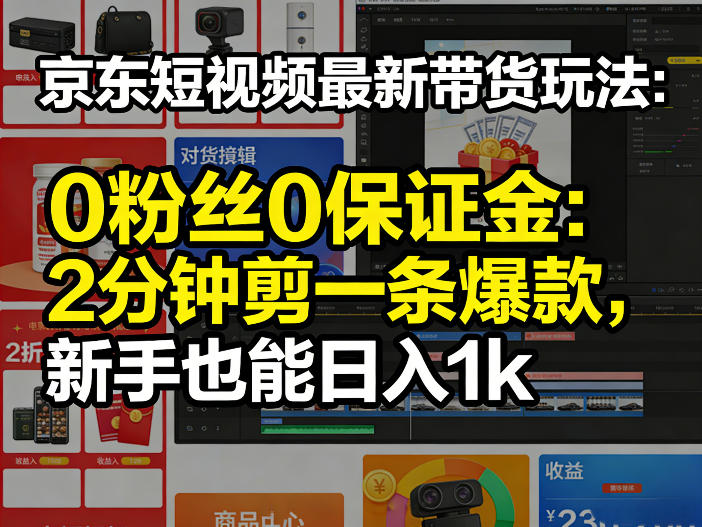 京东短视频最新带货玩法，0粉丝0保证金，2分钟剪一条爆款，新手也能日入1k+【揭秘】-weichuangqy