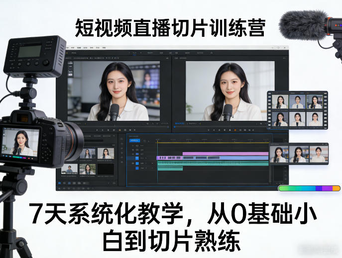 短视频直播切片训练营，7天系统化教学，从0基础小白到切片熟练-weichuangqy
