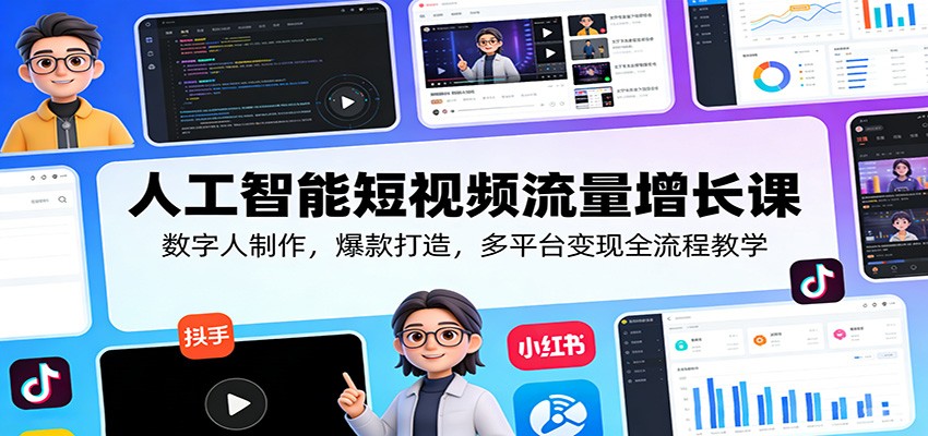 人工智能短视频流量增长课：数字人制作，爆款打造，多平台变现全流程教学-weichuangqy