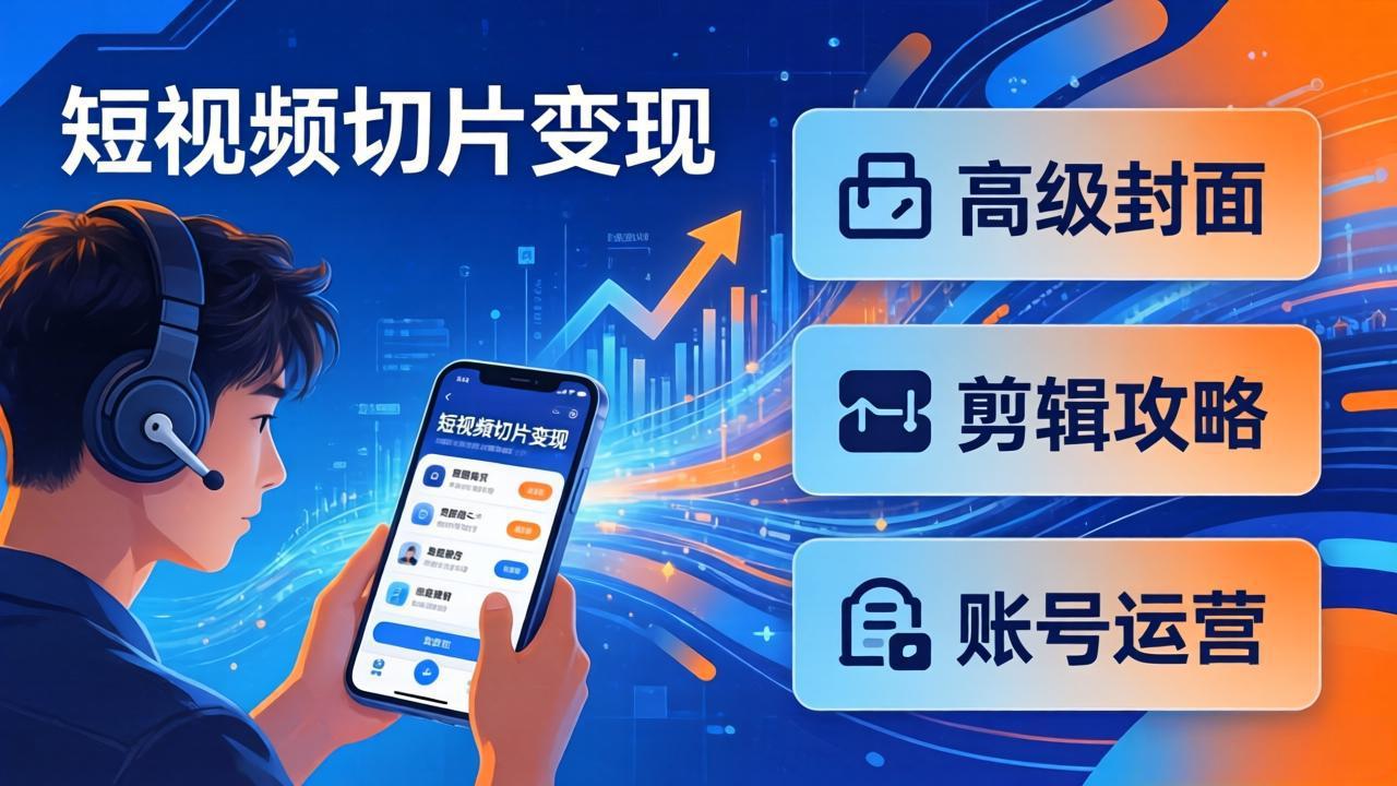 短视频切片变现速成班2.0：高级封面+剪辑攻略+账号运营，0基础小白快速入局副业-weichuangqy
