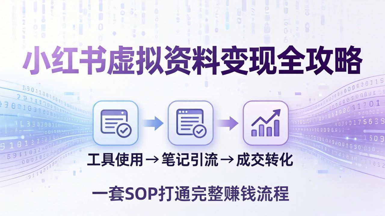 小红书虚拟资料变现全攻略：从工具使用到笔记引流成交，一套 SOP 打通完整赚钱流程-weichuangqy