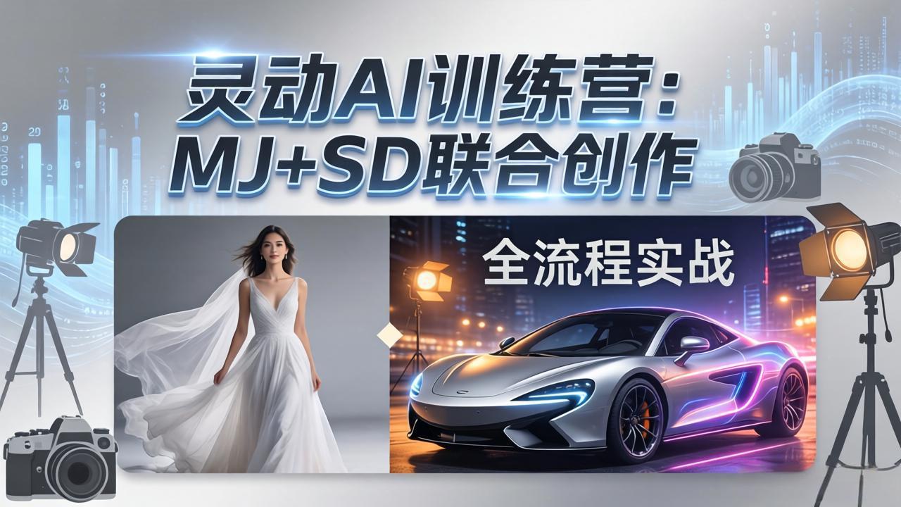 灵动AI训练营-3.0课程：MJ+SD联合创作，从婚纱大片到汽车广告，摄影后期全流程实战-weichuangqy