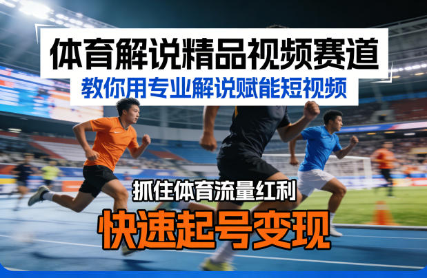 体育解说精品视频赛道，教你用专业解说赋能短视频，抓住体育流量红利，快速起号变现-weichuangqy