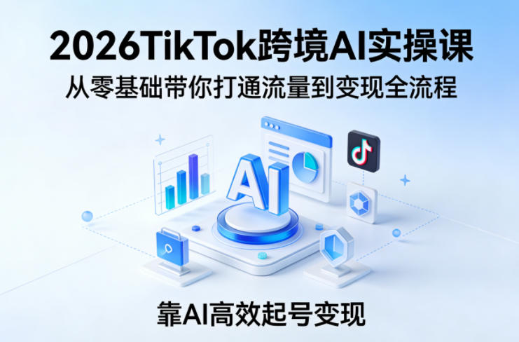 2026TikTok跨境AI实操课，从零基础带你打通流量到变现全流程，靠AI高效起号变现-weichuangqy