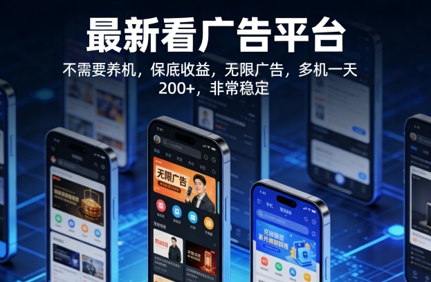 最新看广告平台，不需要养机，保底收益，无限广告，多机一天200+，非常稳定【揭秘】-weichuangqy