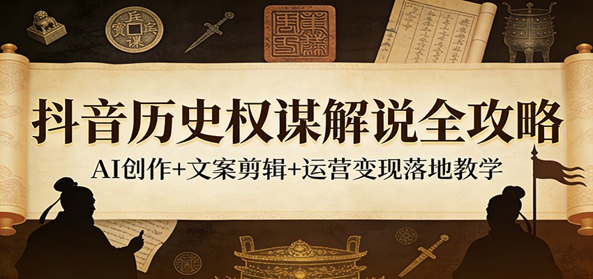 抖音历史权谋解说全攻略：AI创作+文案剪辑+运营变现落地教学-weichuangqy