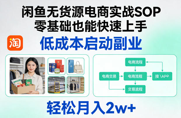 闲鱼无货源电商实战SOP，零基础也能快速上手，低成本启动副业，轻松月入2w+-weichuangqy